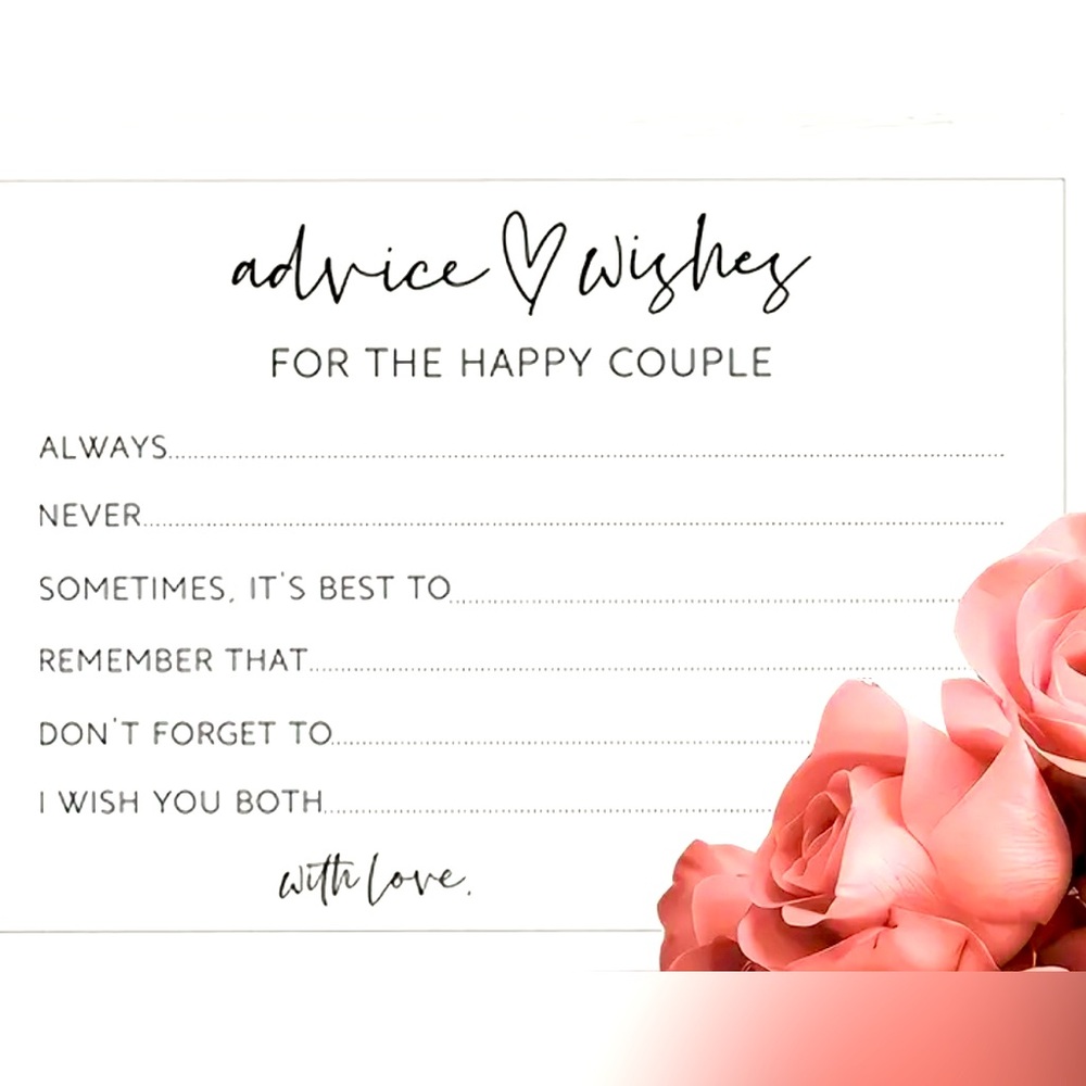 30pc Advice Wishes Cards For Newlyweds, Wedding Reception Or Bridal Shower